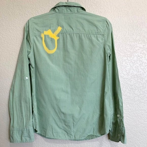 Banana Republic green shirt  Pin checks pattern long sleeve  button shirt size S - Picture 3 of 14